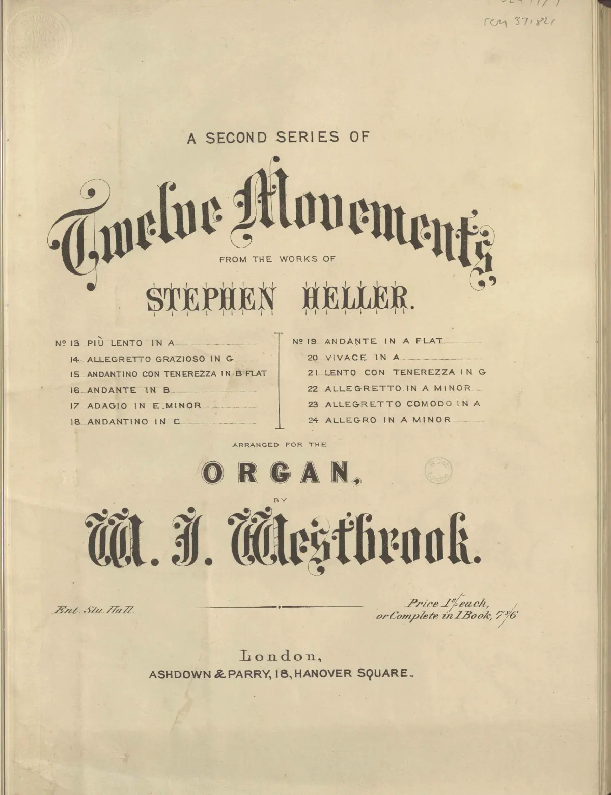 12 Movements from the Works of Stephen Heller, Series 2 - Page 1