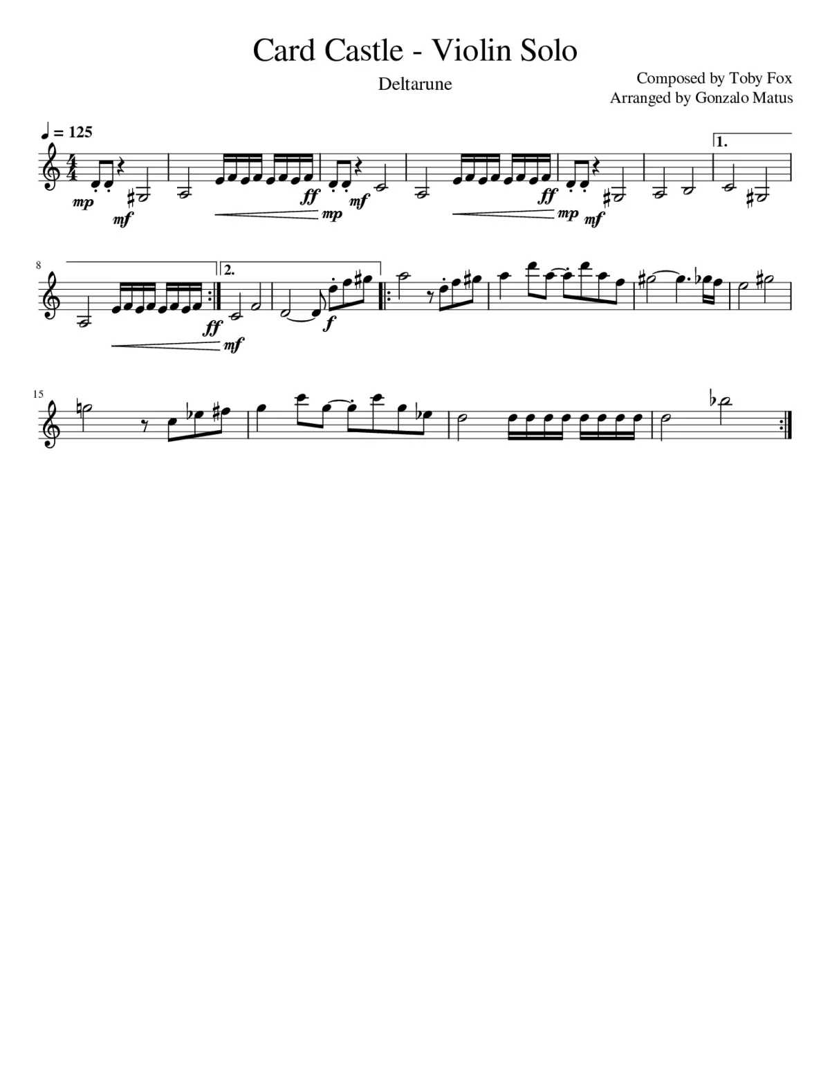 Card Castle - Violin Solo - Page 1