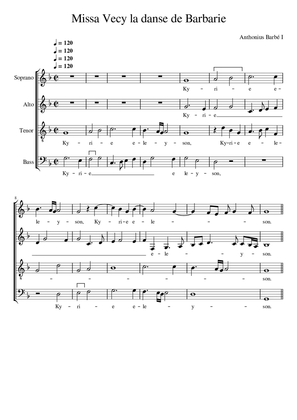 Missa super Vecy la danse de Barbarie - Page 1