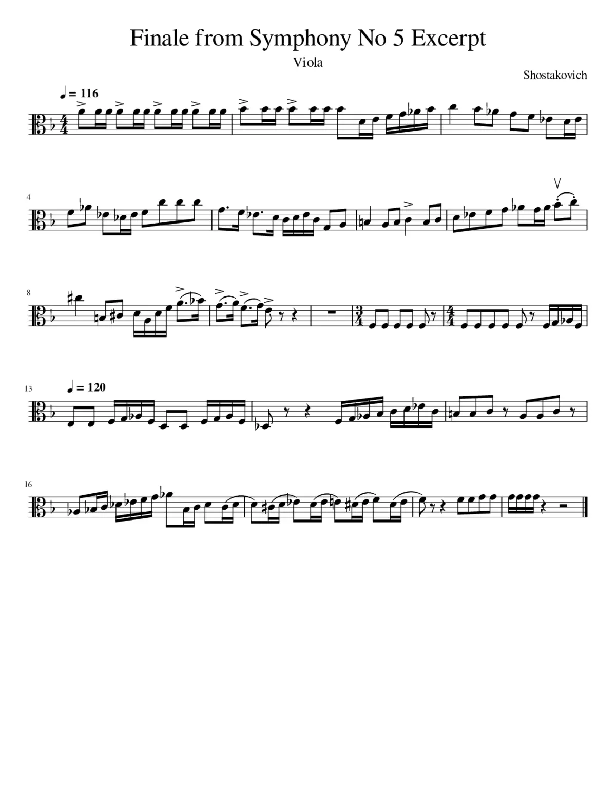 Finale from Symphony No 5 Viola - Page 1