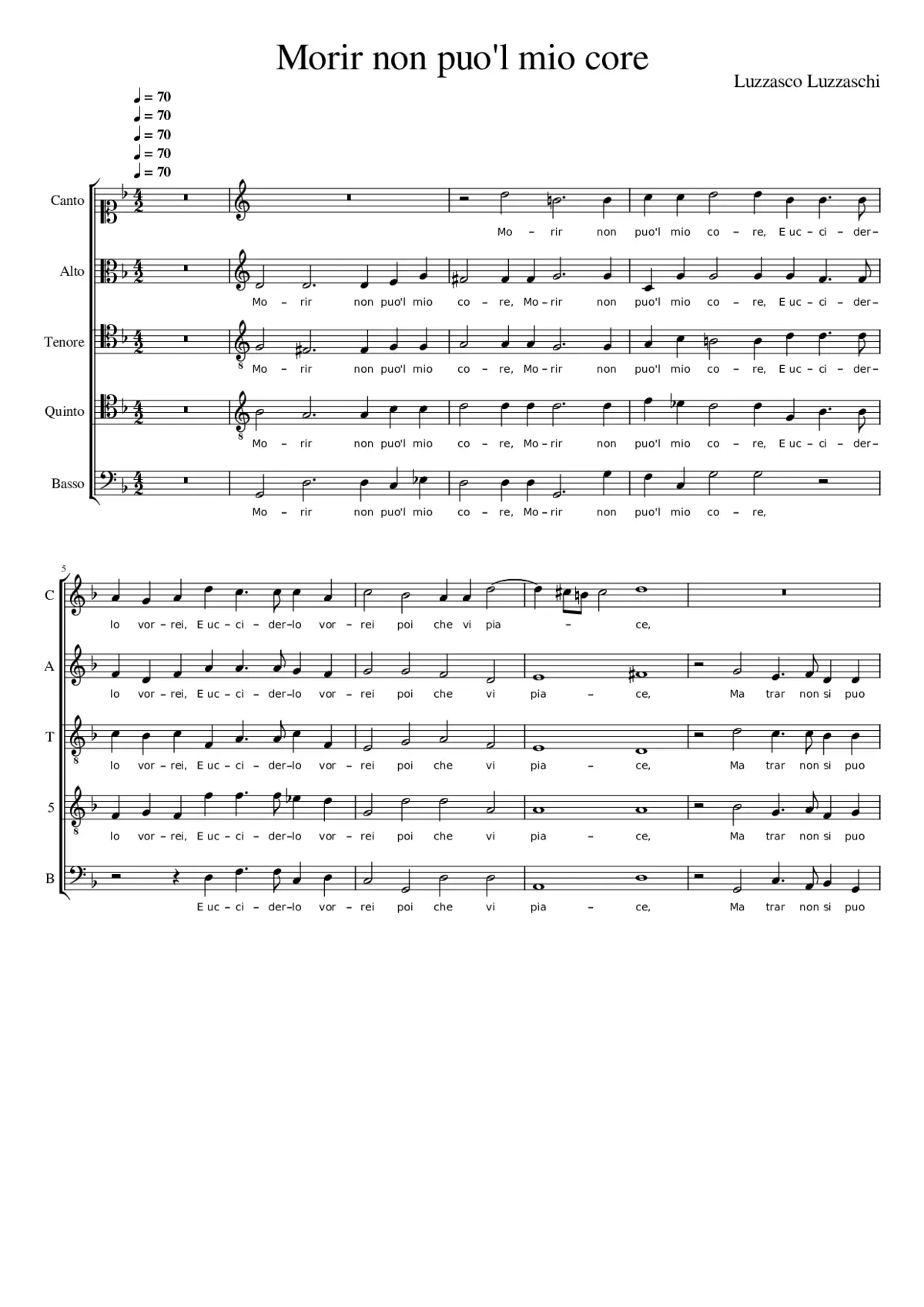 Morir non puo'l mio core - Page 1