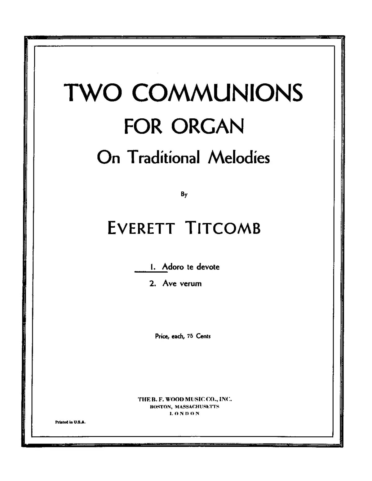 2 Communions for Organ on Traditional Melodies - Page 1