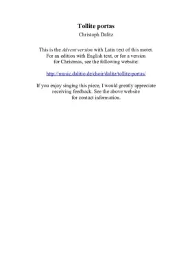 Tollite portas (Lift up your heads, o ye gates)