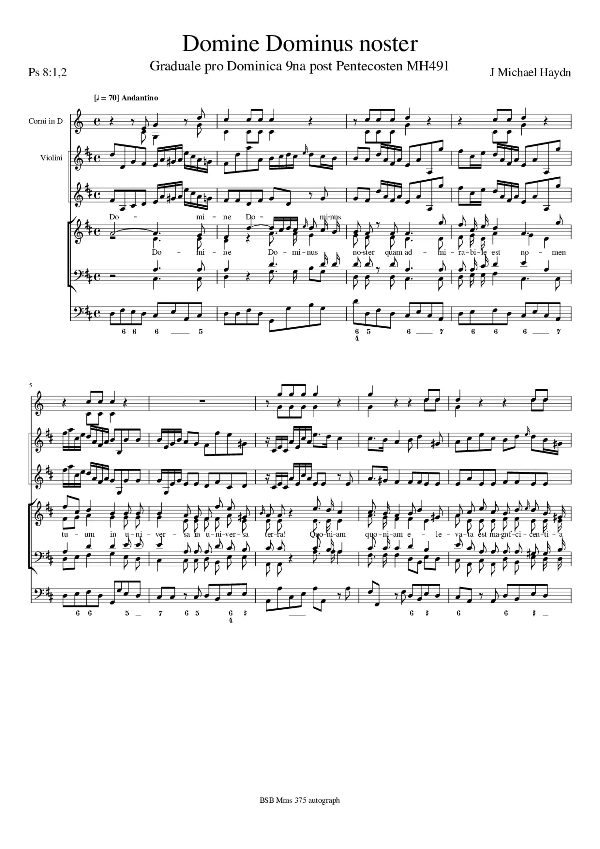 Domine Dominus noster, MH 491 - Page 1