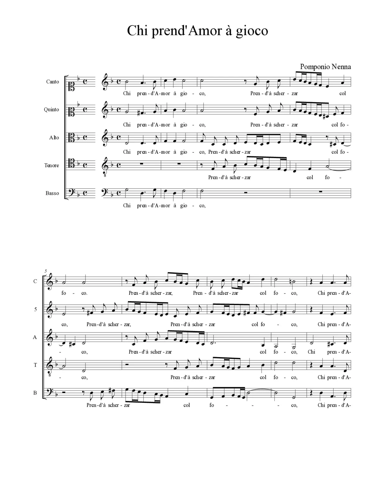 Chi prend'Amor à gioco - Page 1