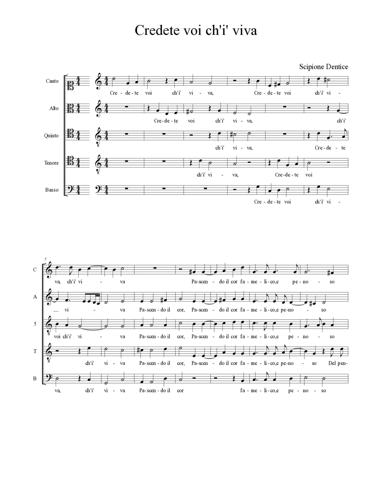 Credete voi ch'i' viva - Page 1
