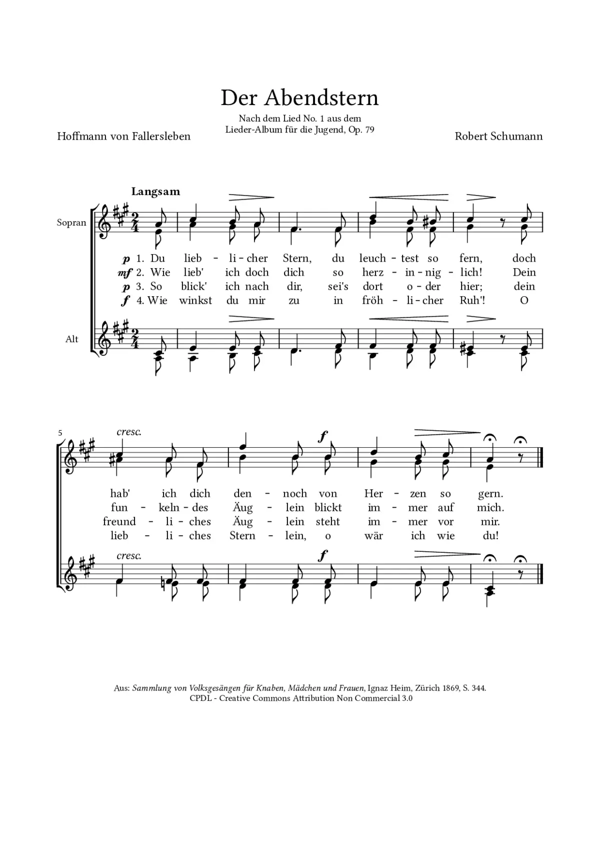 Der Abendstern, Op. 79, No. 1 - Page 1