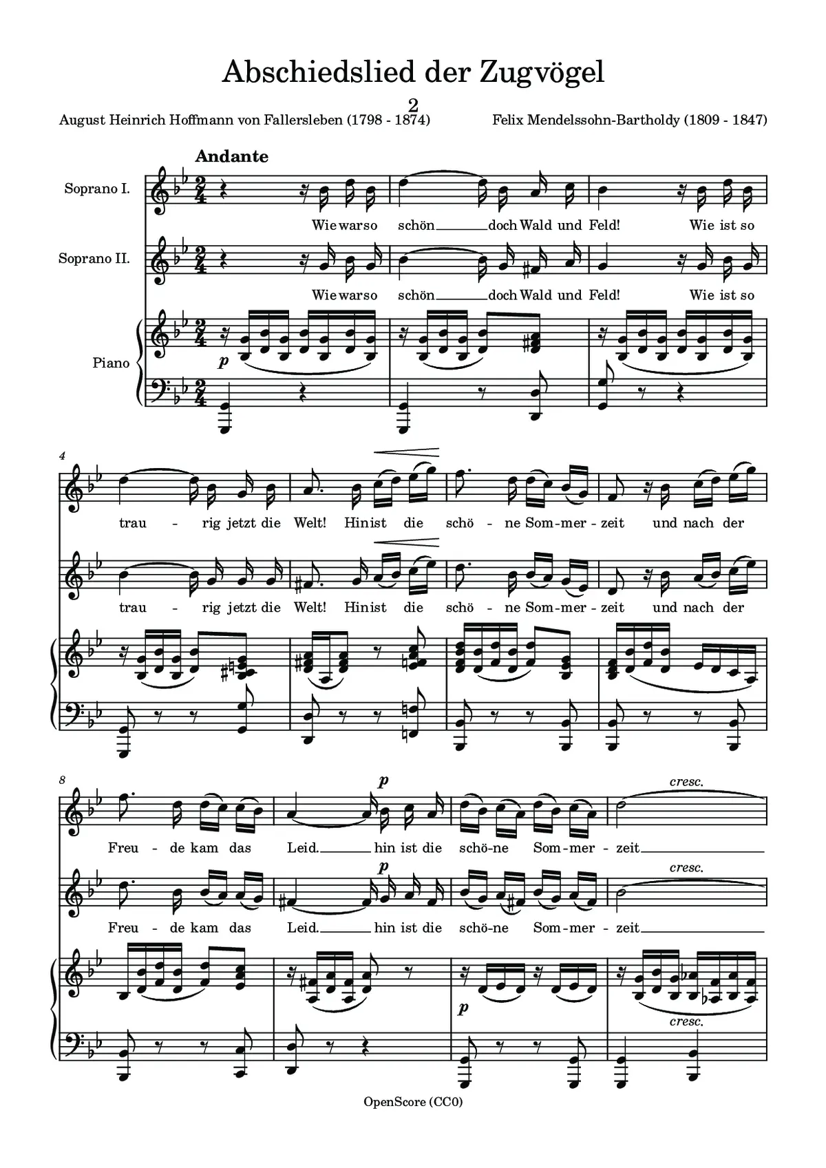 Abschiedslied der Zugvögel, MWV J 9 - Page 1