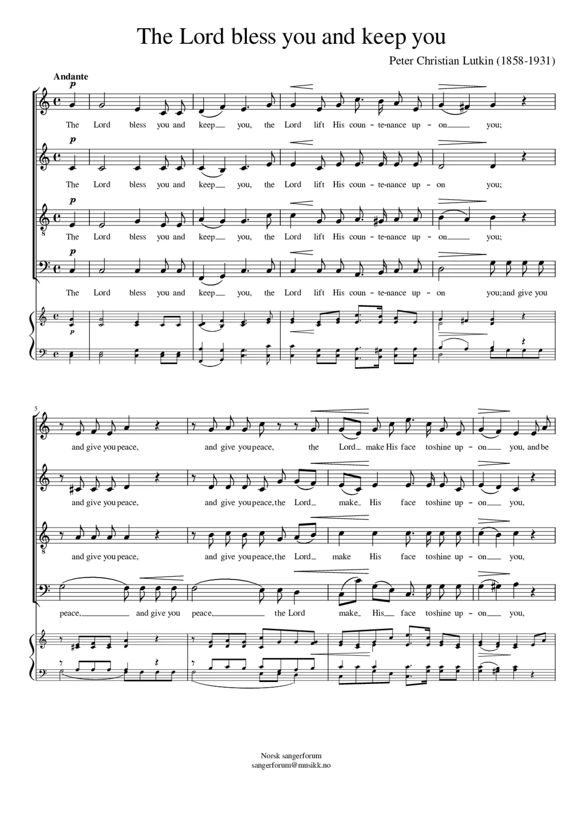 The lord bless you and keep you - Page 1