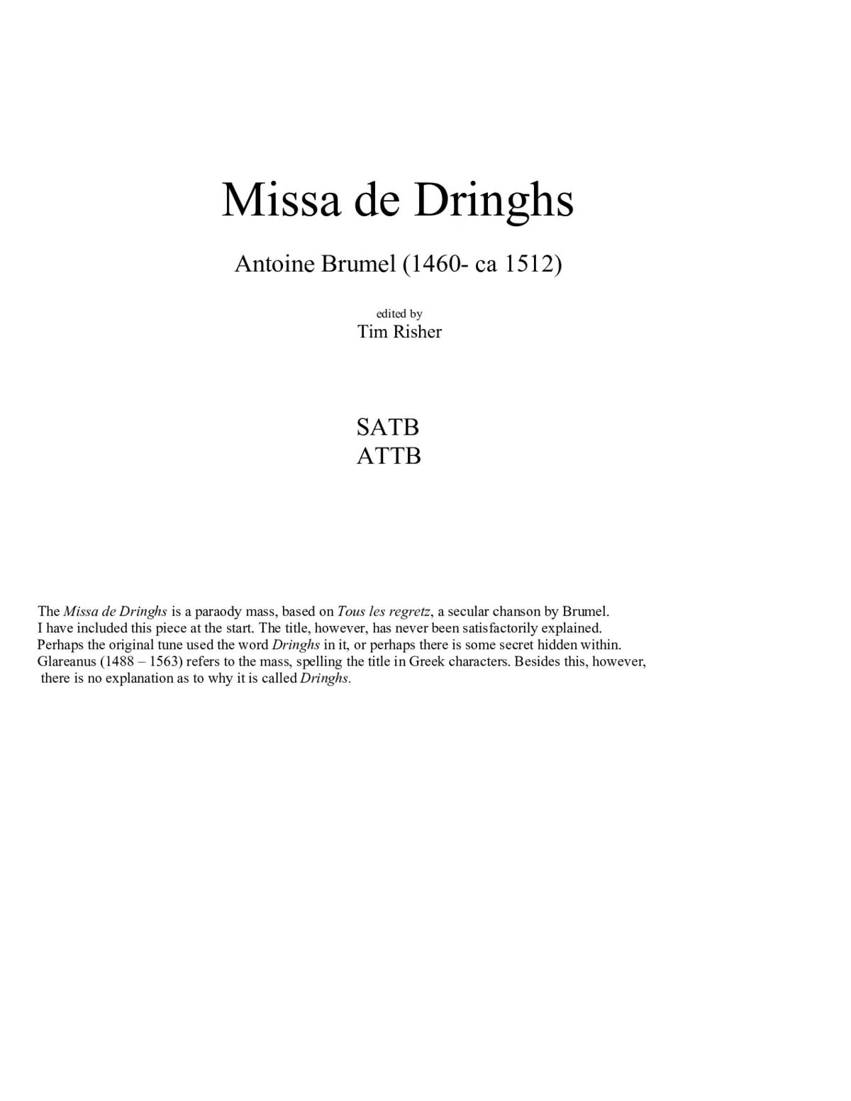 Missa de Dringhs - Page 1