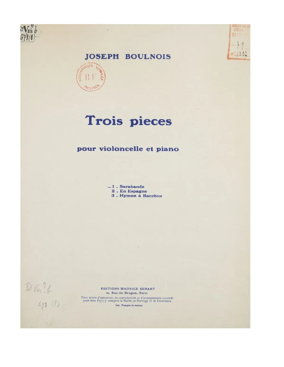 3 Pièces pour violoncelle - Page 1