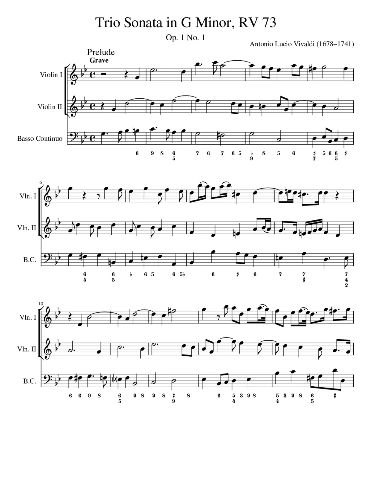 Sonata op.1 No. 1 in G minor RV 73 - Page 1