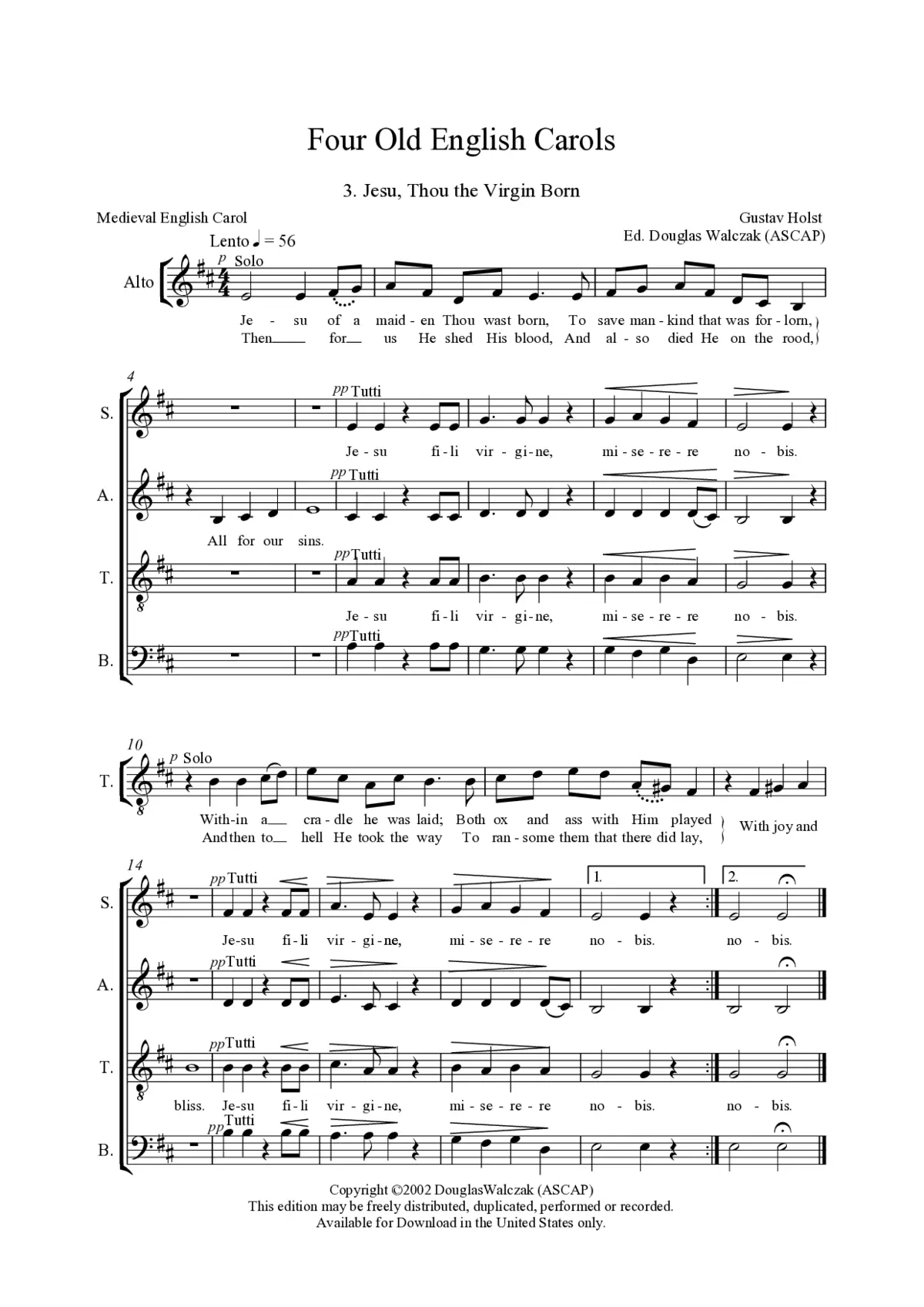 Jesu, Thou the Virgin Born - Page 1