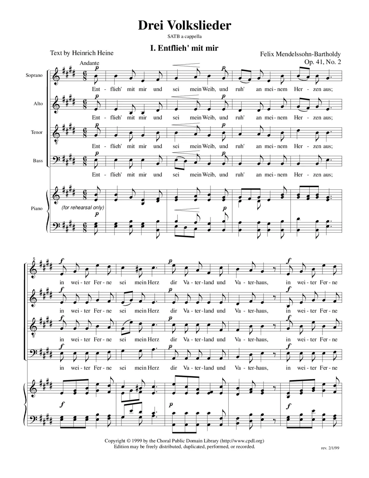 Entflieh' mit mir, Op. 41, No. 2 - Page 1