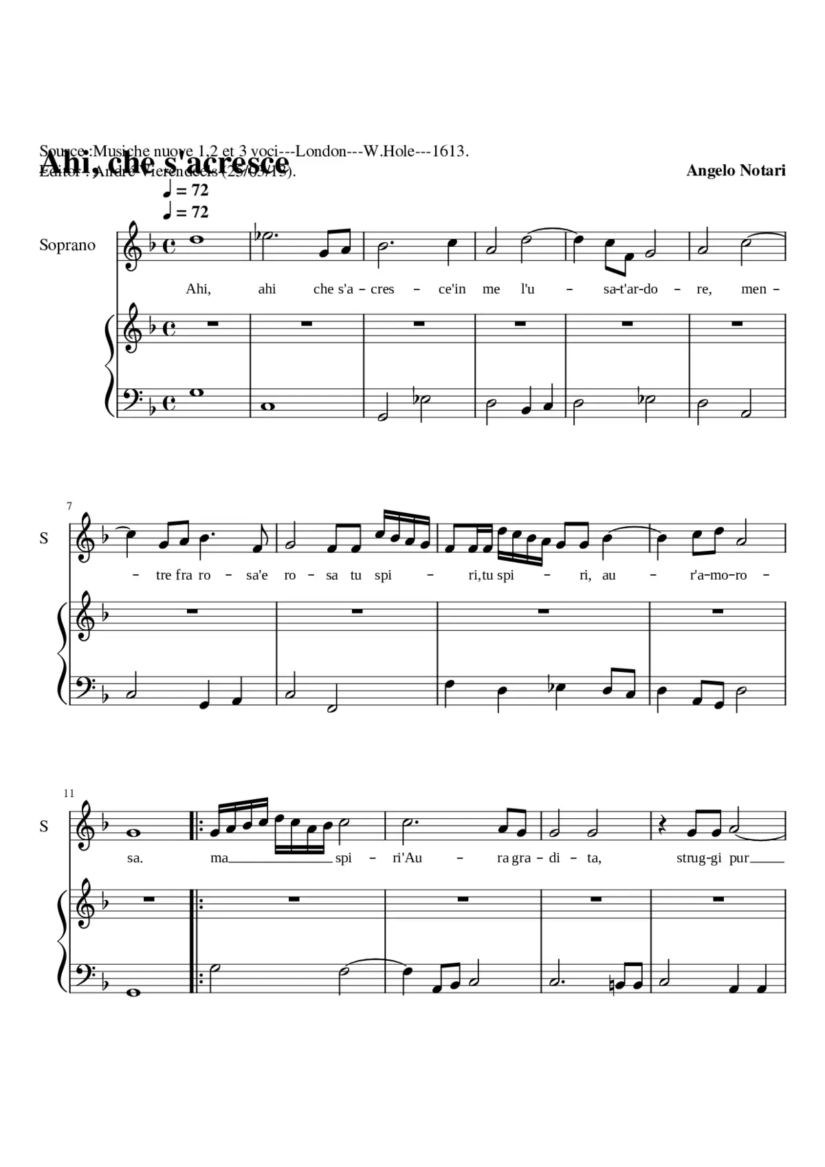 Ahi che s'acresce - Page 1