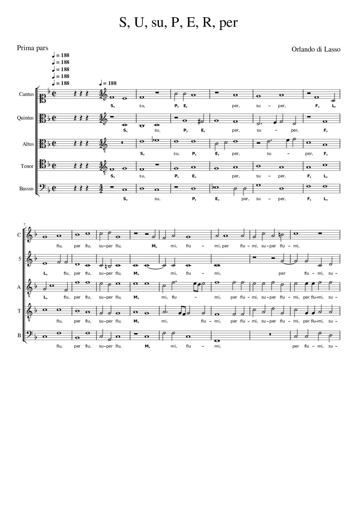 Super flumina Babylonis a 5 (other settings are for 4 vv. and 2 vv.) - Page 1