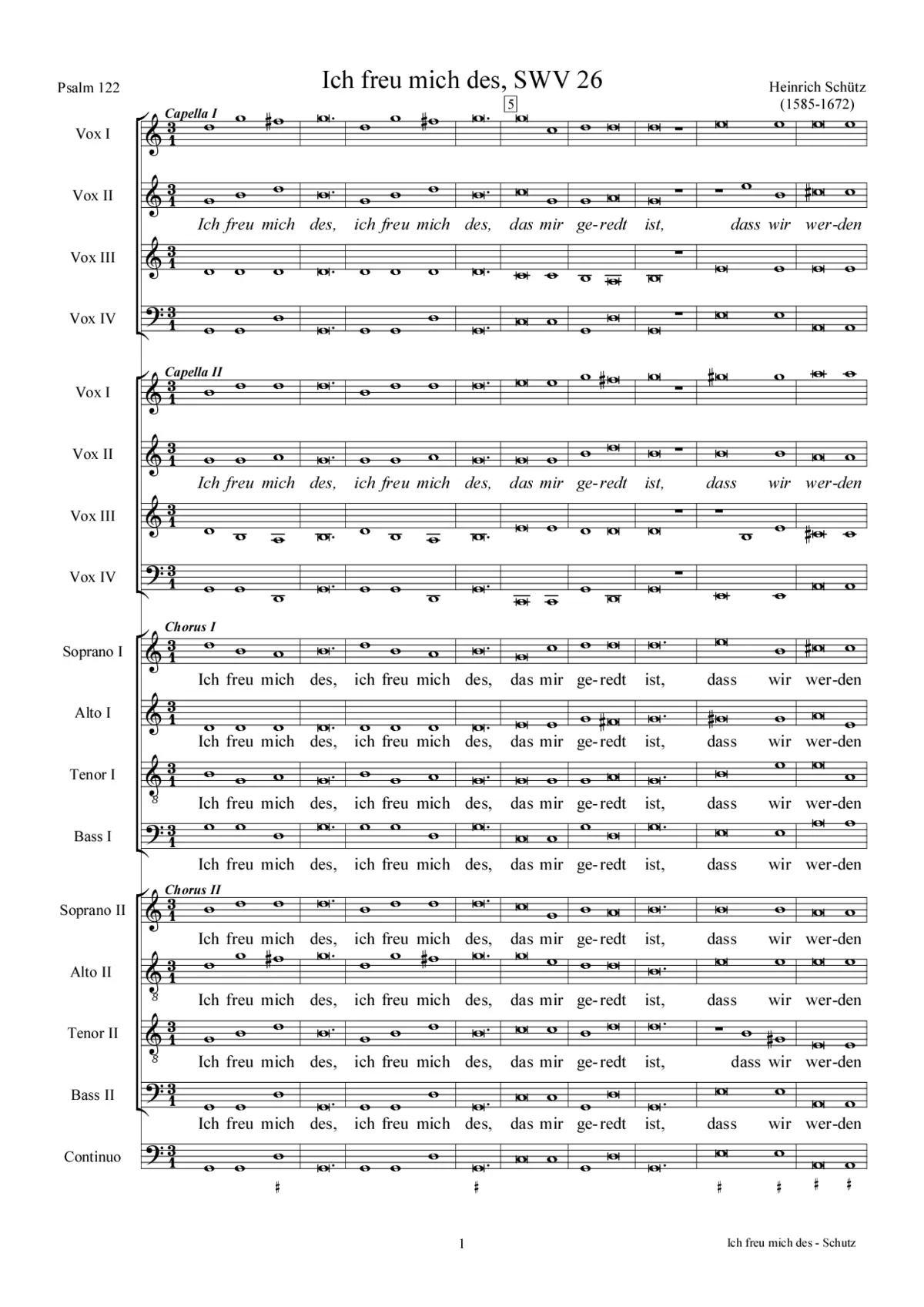Ich freu mich des (Psalm 122), SWV 26 - Page 1