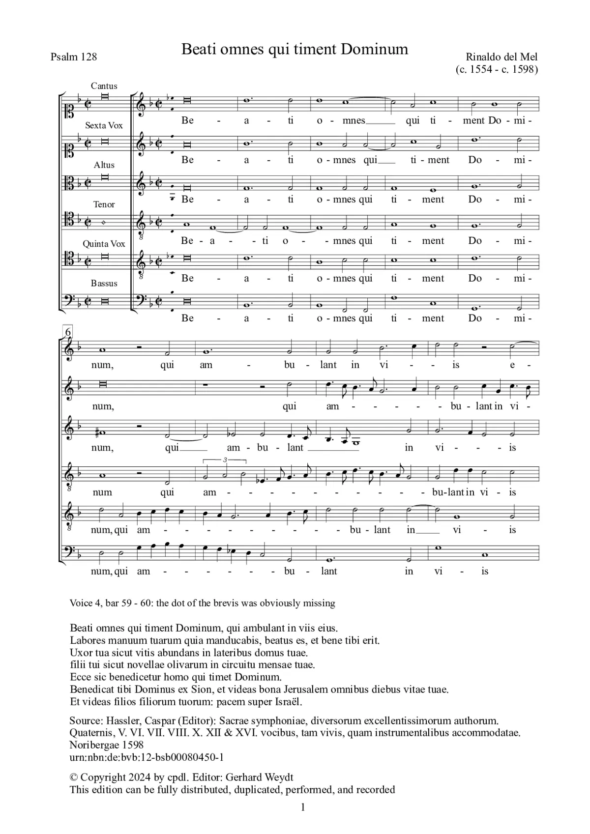 Beati omnes qui timent Dominum - Page 1
