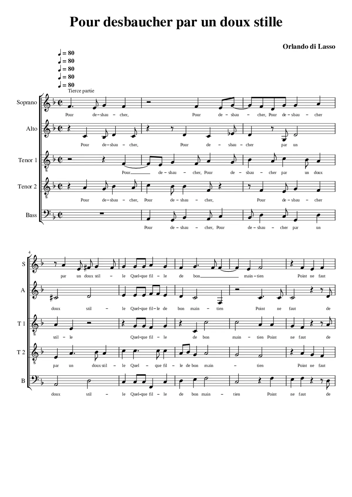 Pour desbaucher par un doux stille - Page 1