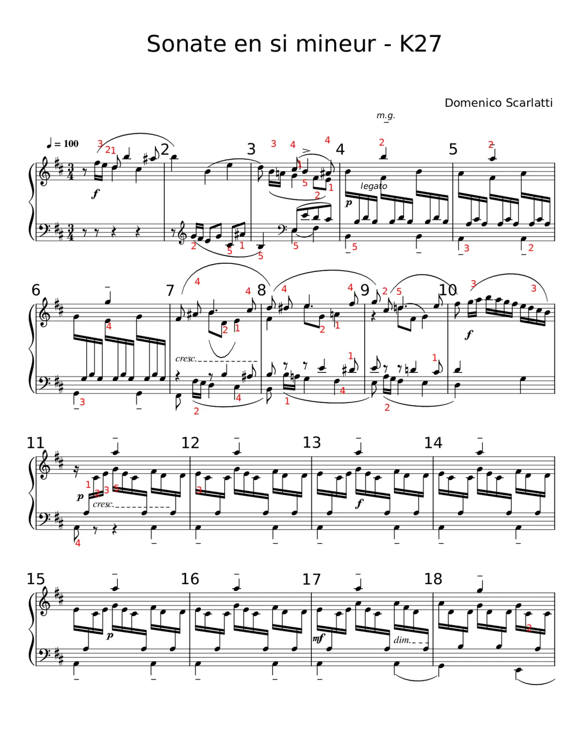 Keyboard Sonata in B minor K.27 - Page 1