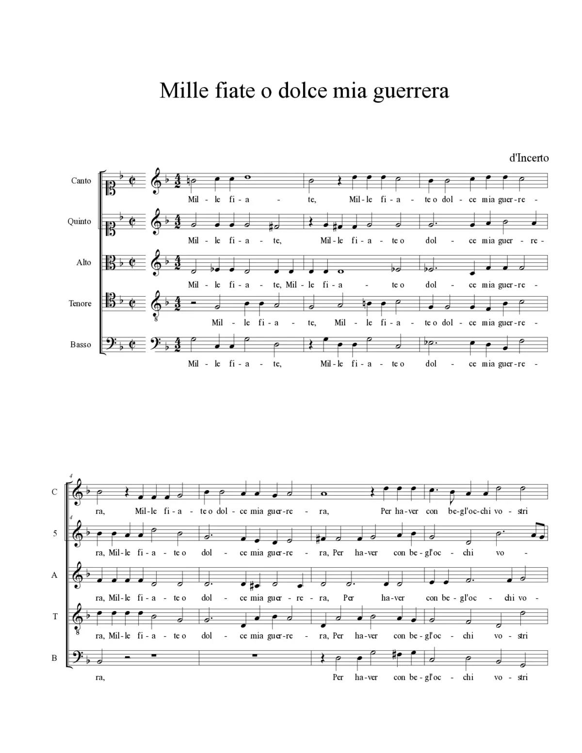 Mille fiate o dolce mia guerrera - Page 1