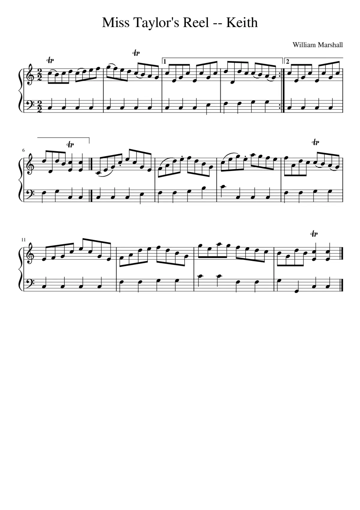 Miss Taylor's Reel -- Keith - Page 1