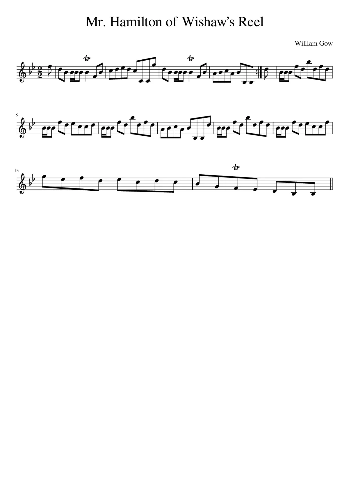 Mr. Hamilton of Wishaws Reel - Page 1