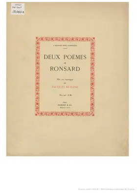 Deux poèmes de Ronsard