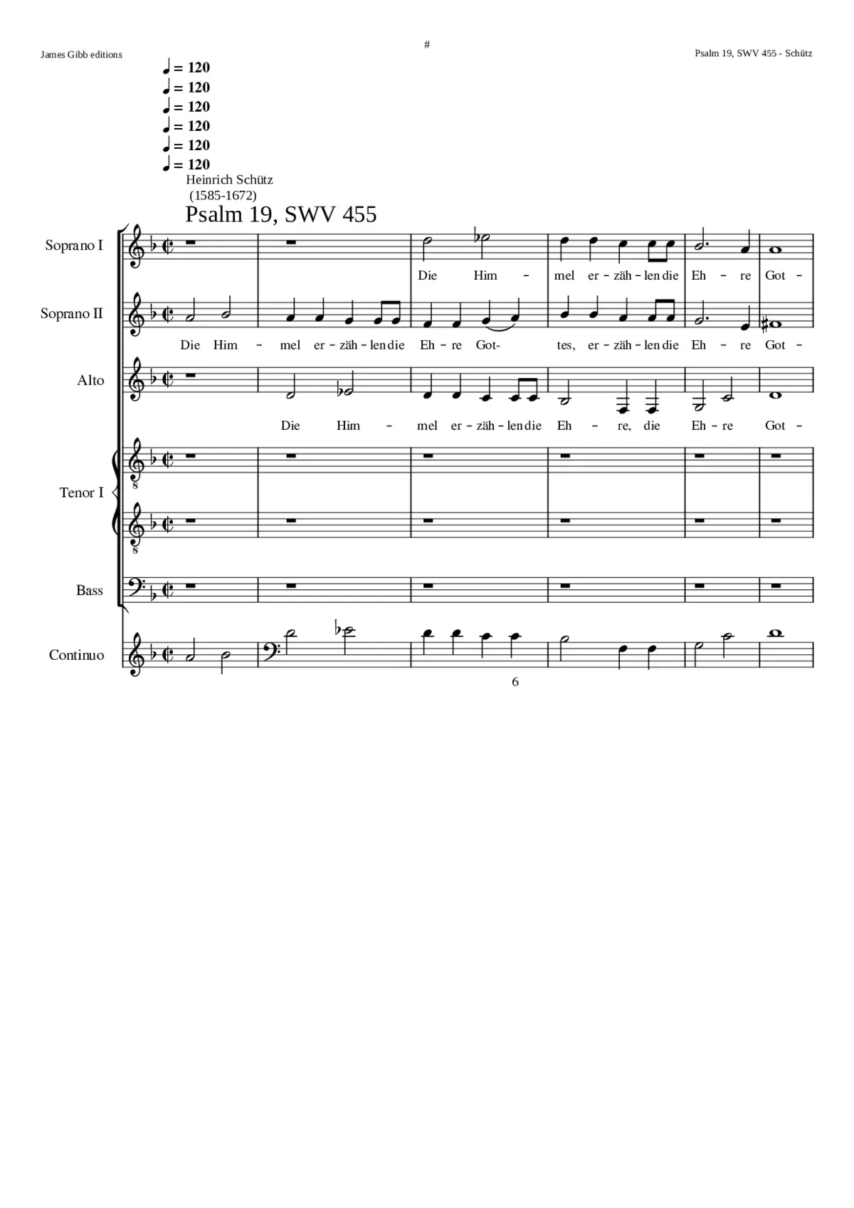 Die Himmel erzählen die Ehre Gottes SWV 455 - Page 1