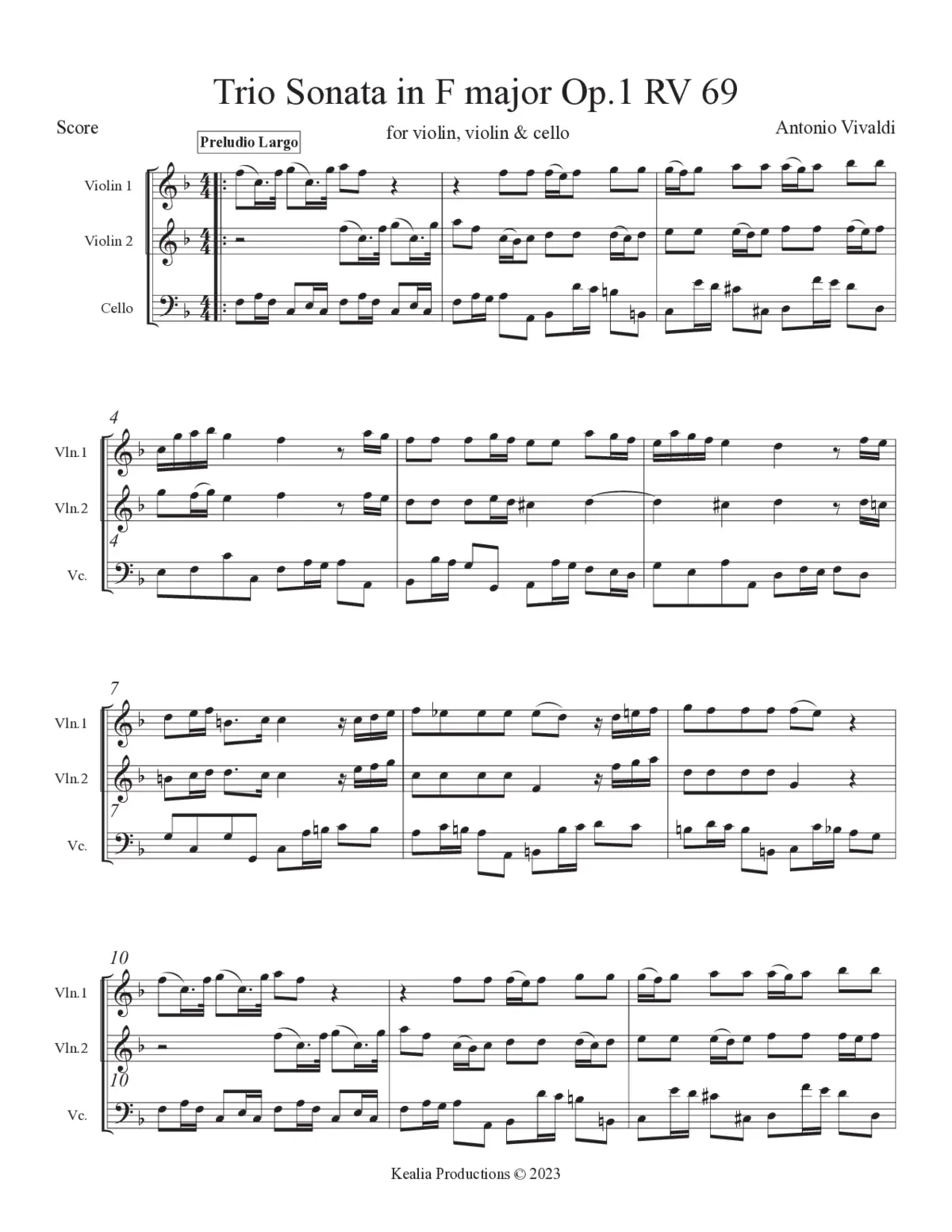 Trio Sonata in F major, RV 69 - Page 1