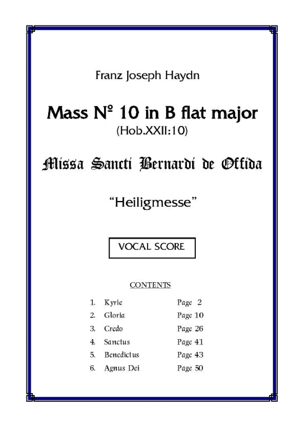 Heiligmesse (Mass no. 10 in Bb Major) - Page 1