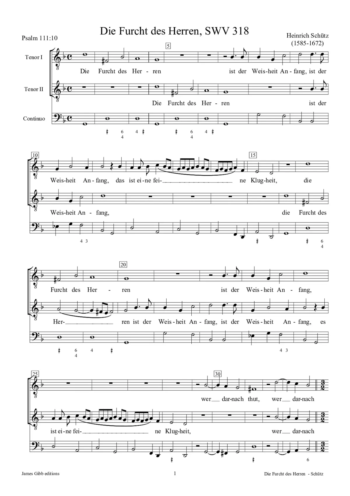 Die Furcht des Herren, SWV 318 - Page 1