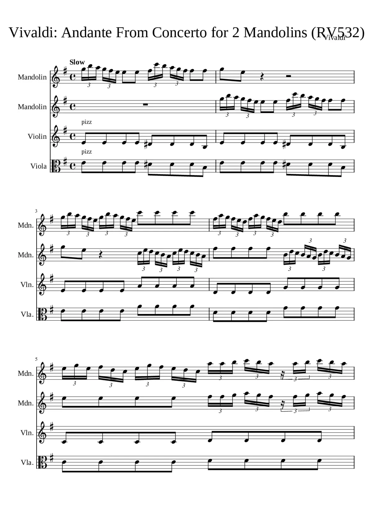 Concerto for 2 Mandolins in G major RV 532 - Page 1