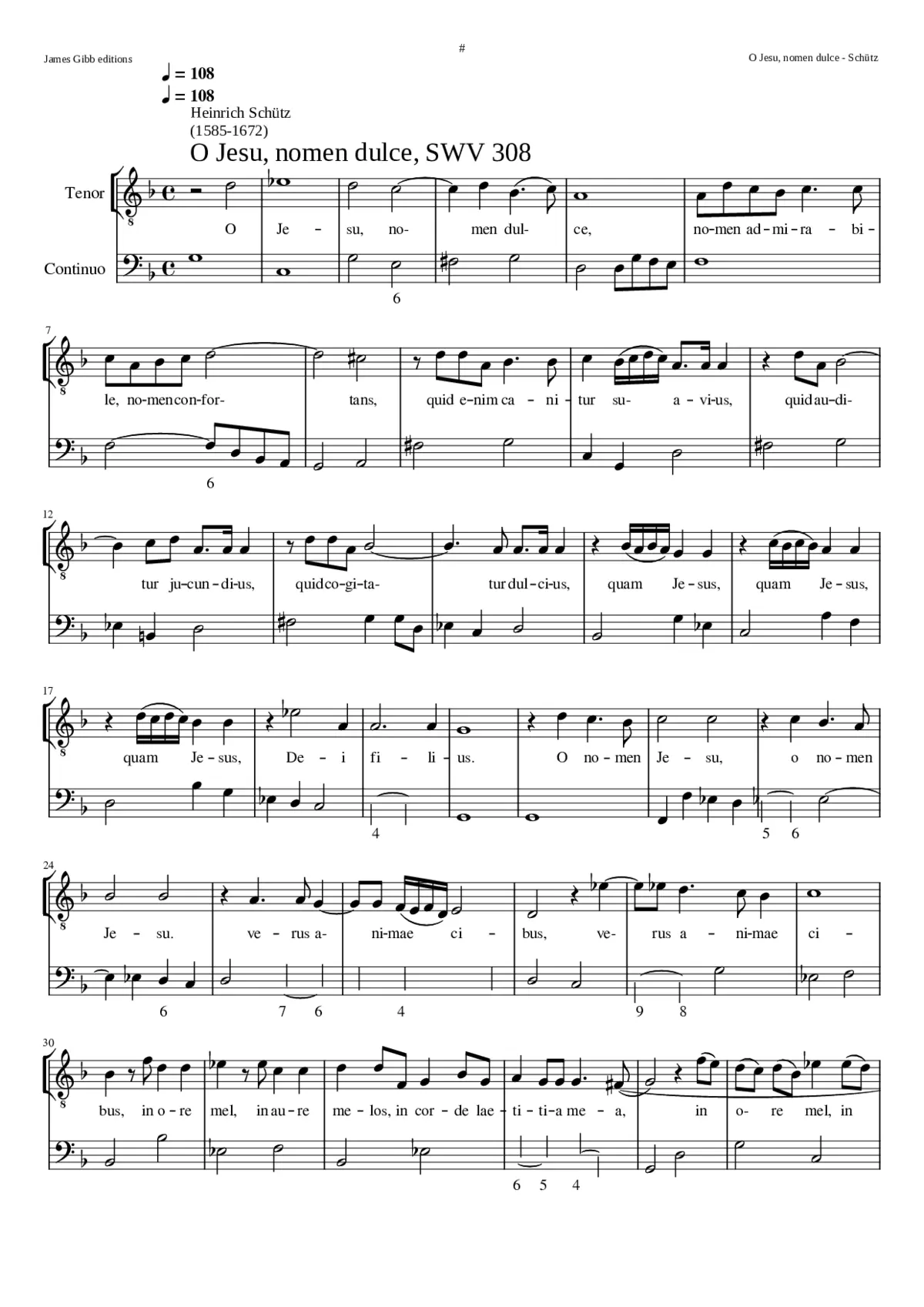 O Jesu nomen dulce SWV 308 - Page 1