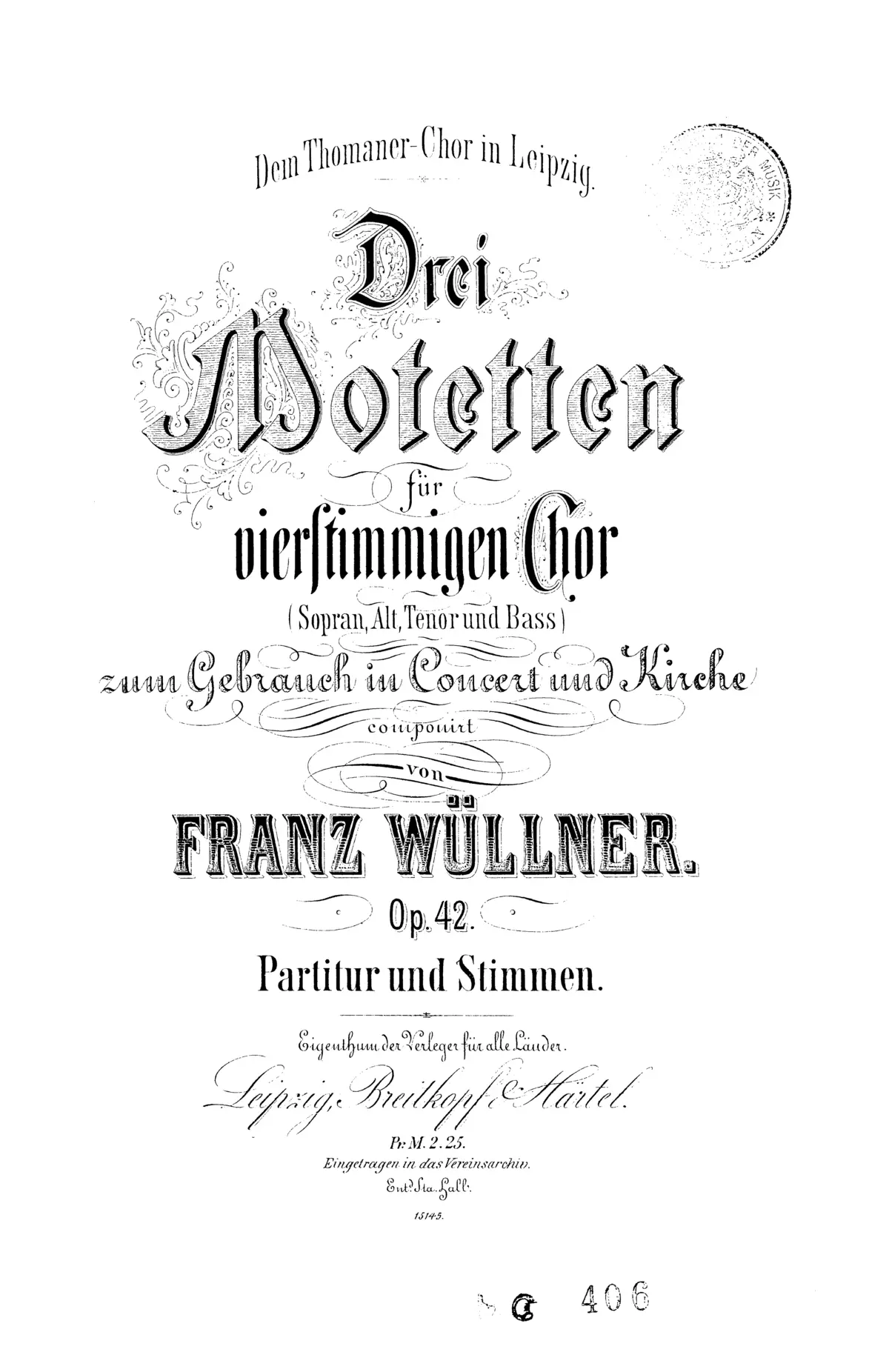 Drei Motetten für vierstimmigen Chor - Page 1