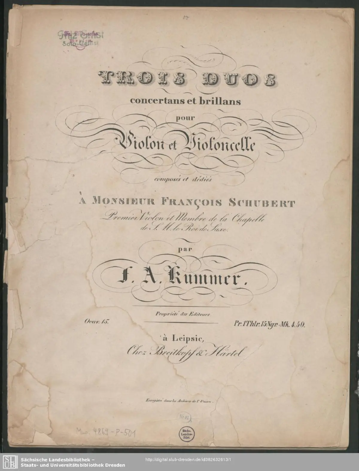 3 Duos for Violin and Cello, Op.15 - Page 1