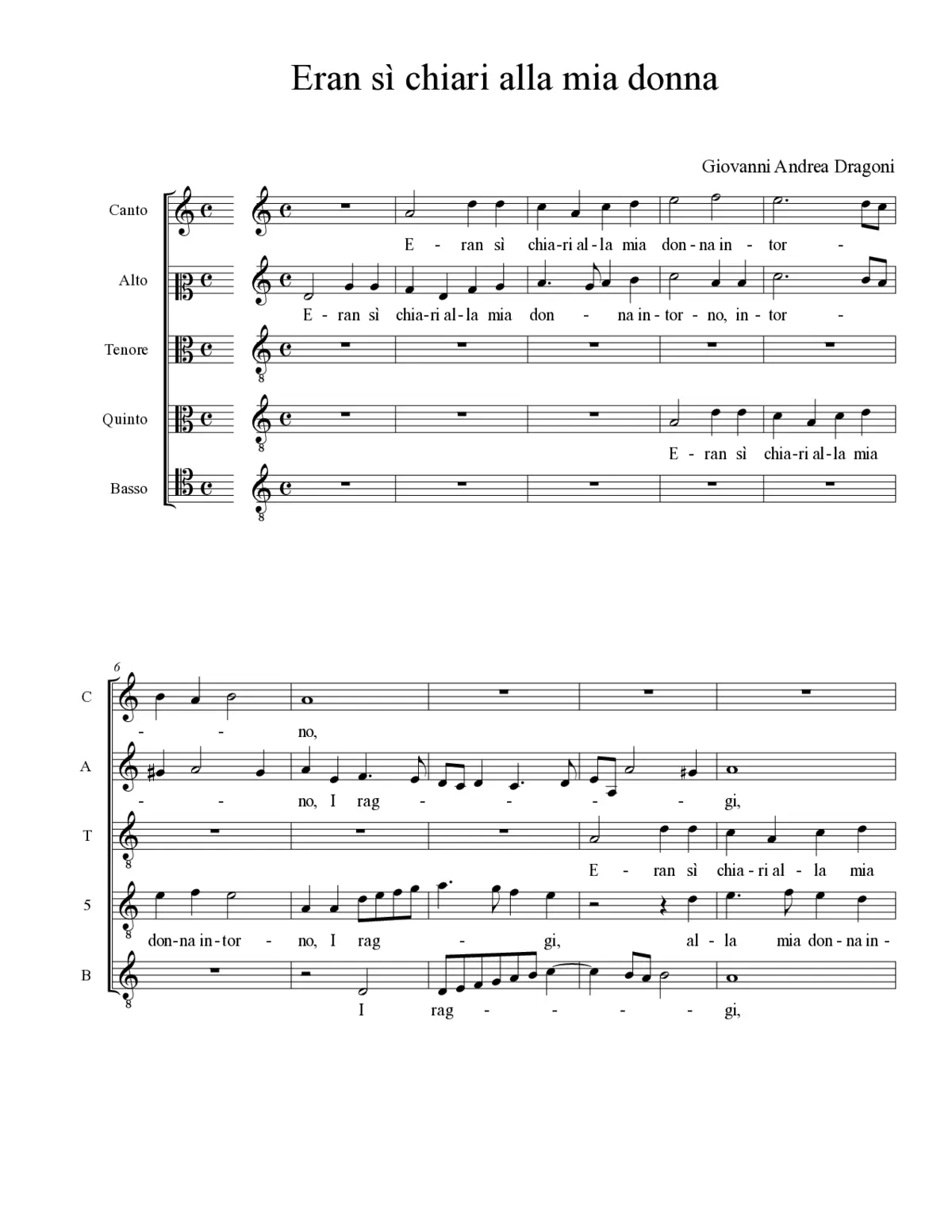 Eran sì chiari alla mia donna - Page 1