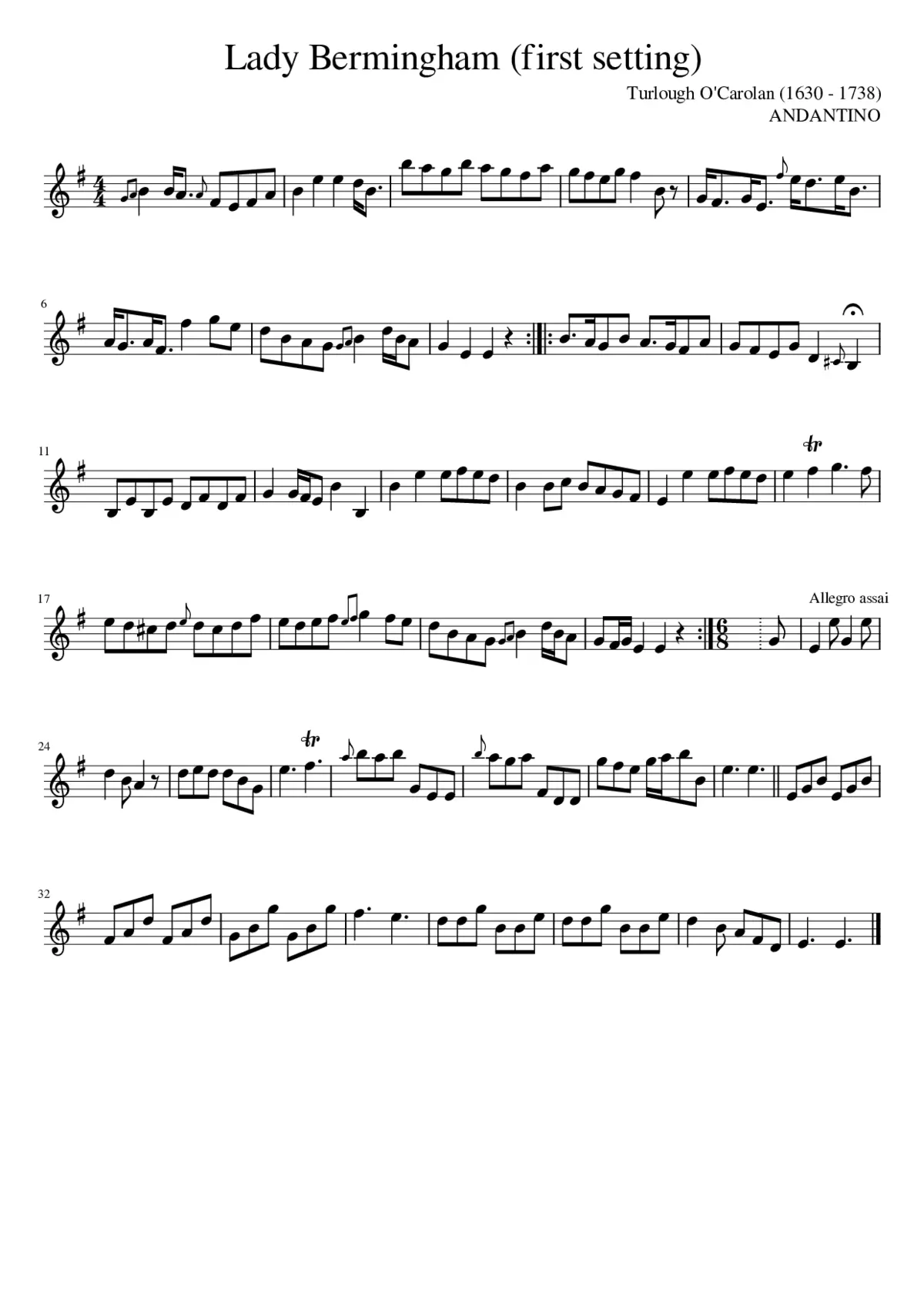 Lady Bermingham (first setting) - Page 1