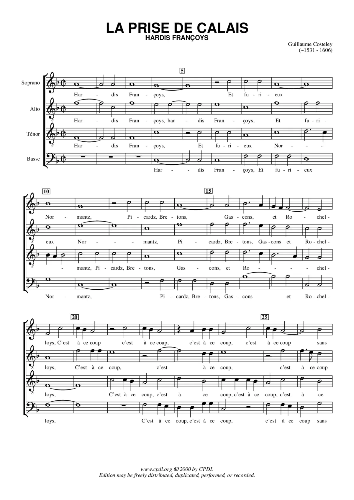 Hardis Françoys (La Prise de Calais) - Page 1