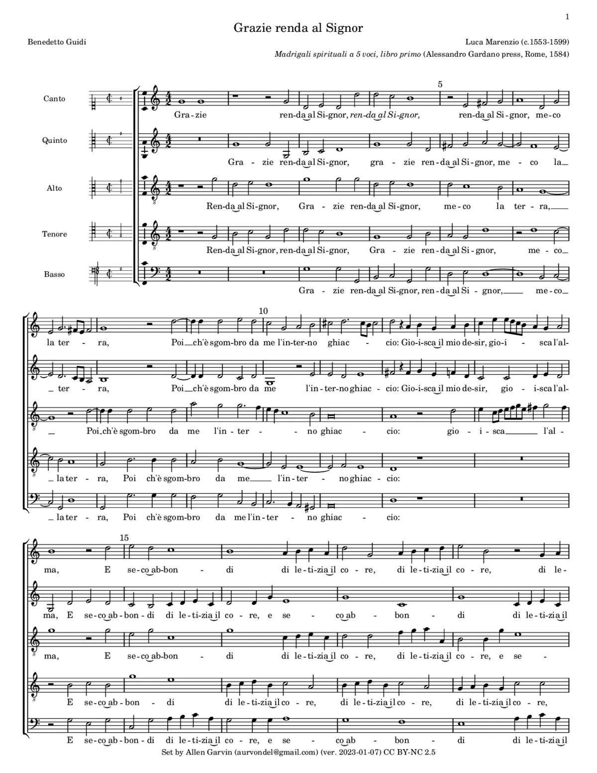 Grazie renda al Signor - Page 1