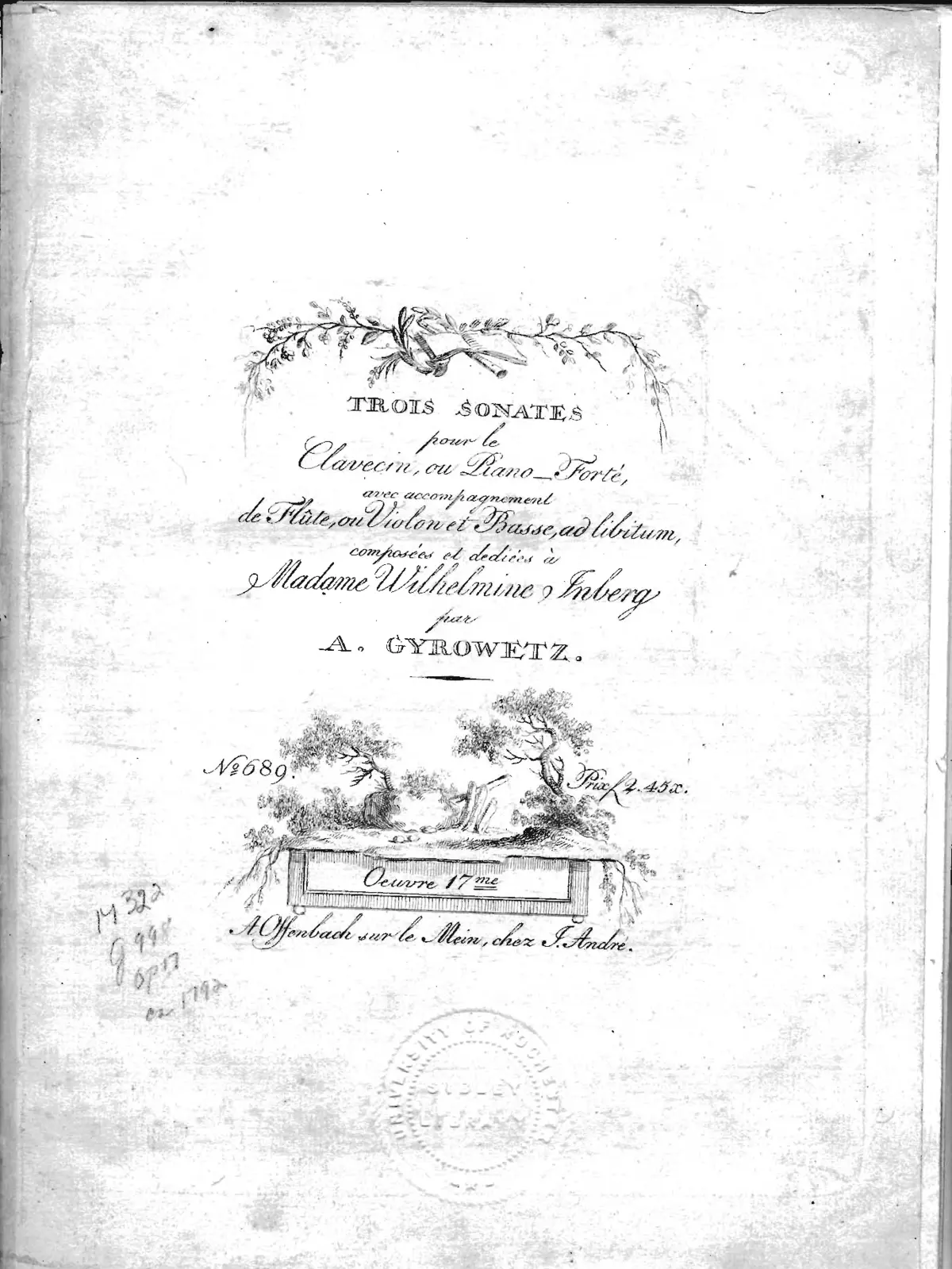 3 Sonatas for Harpsichord, Flute and Bass, Op.17a - Page 1