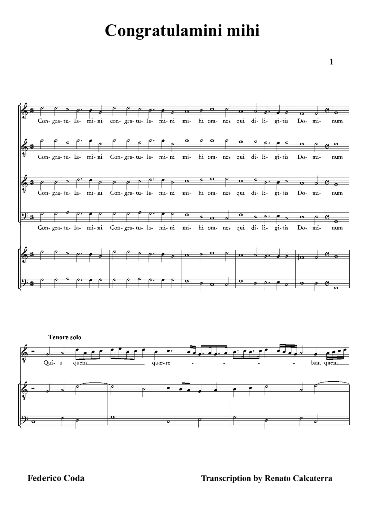 Congratulamini mihi - Page 1