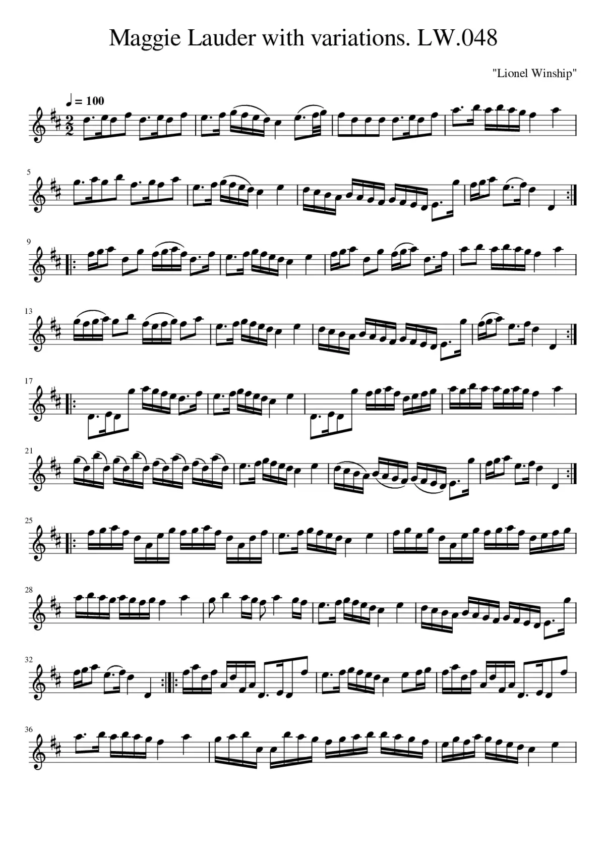 Maggie Lauder with variations. LW.048 - Page 1