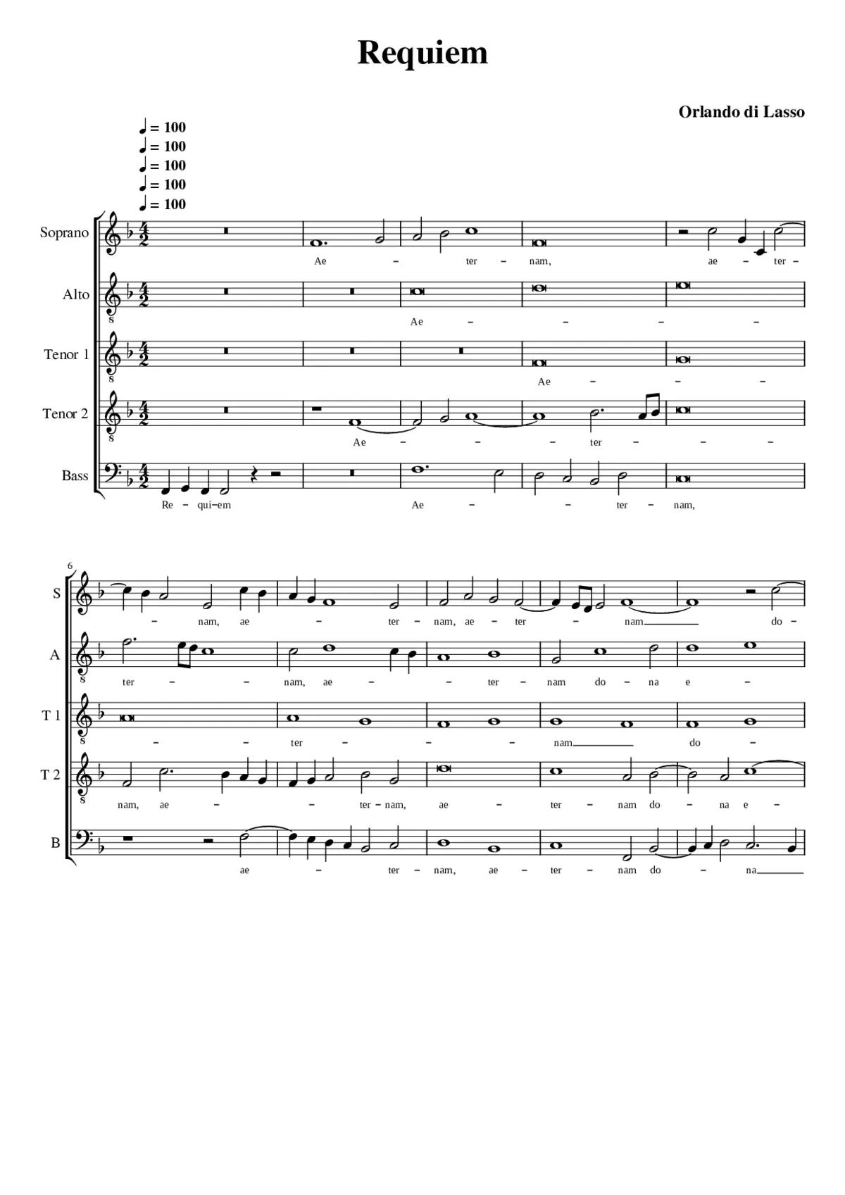 Missa pro defunctis quinque vocum - Page 1