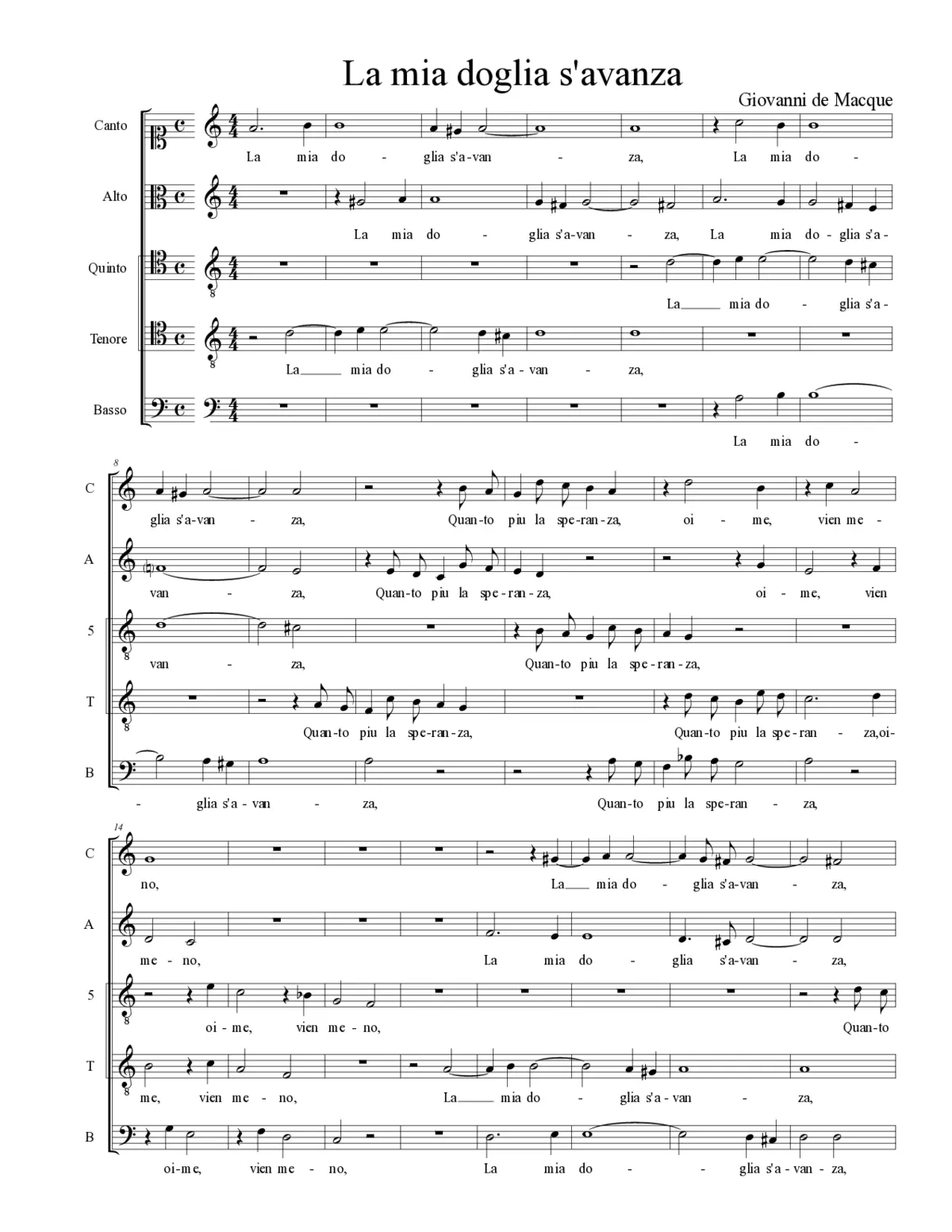 La mia doglia s'avanza - Page 1