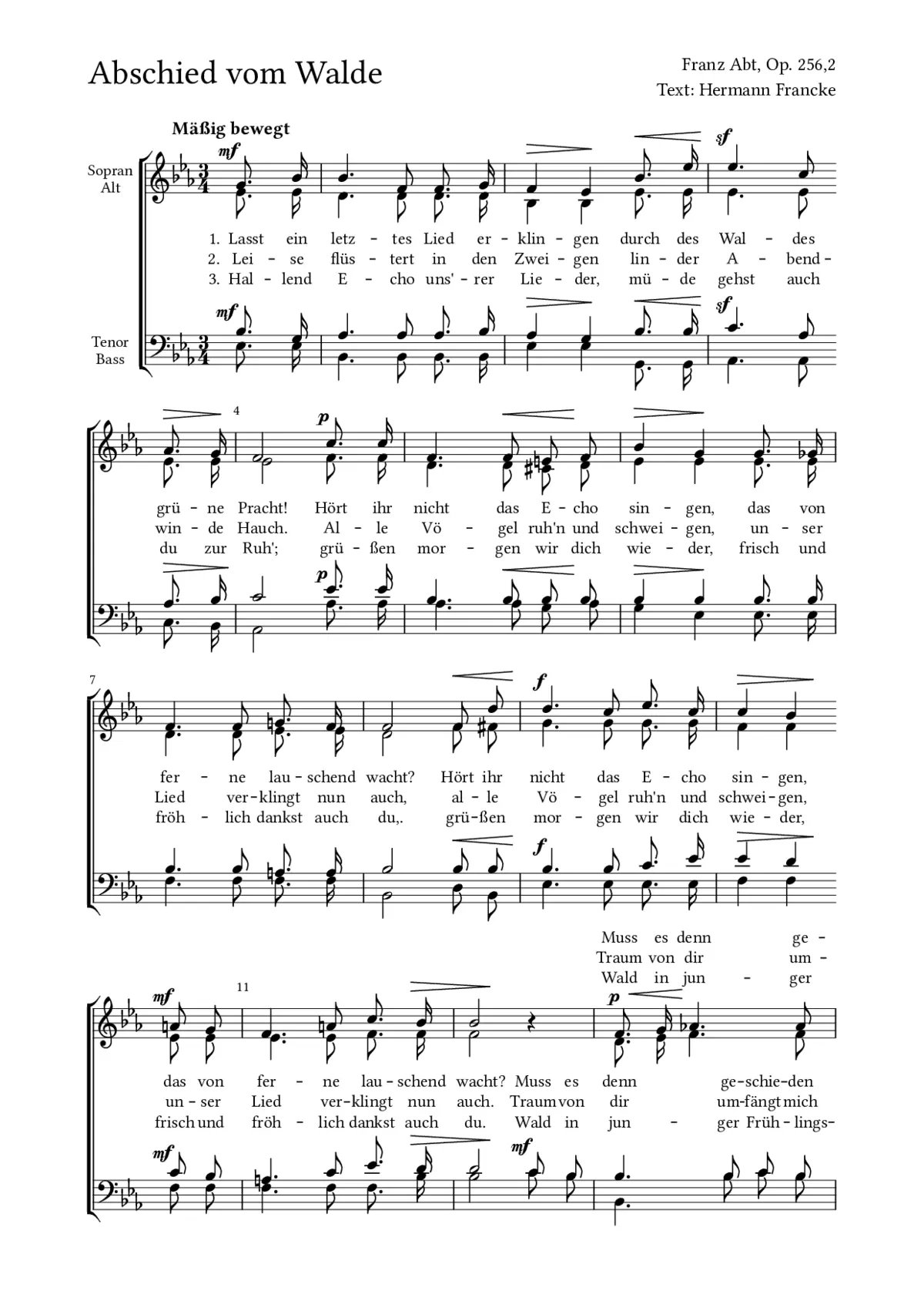 Abschied vom Walde, Op. 256, No. 2 - Page 1