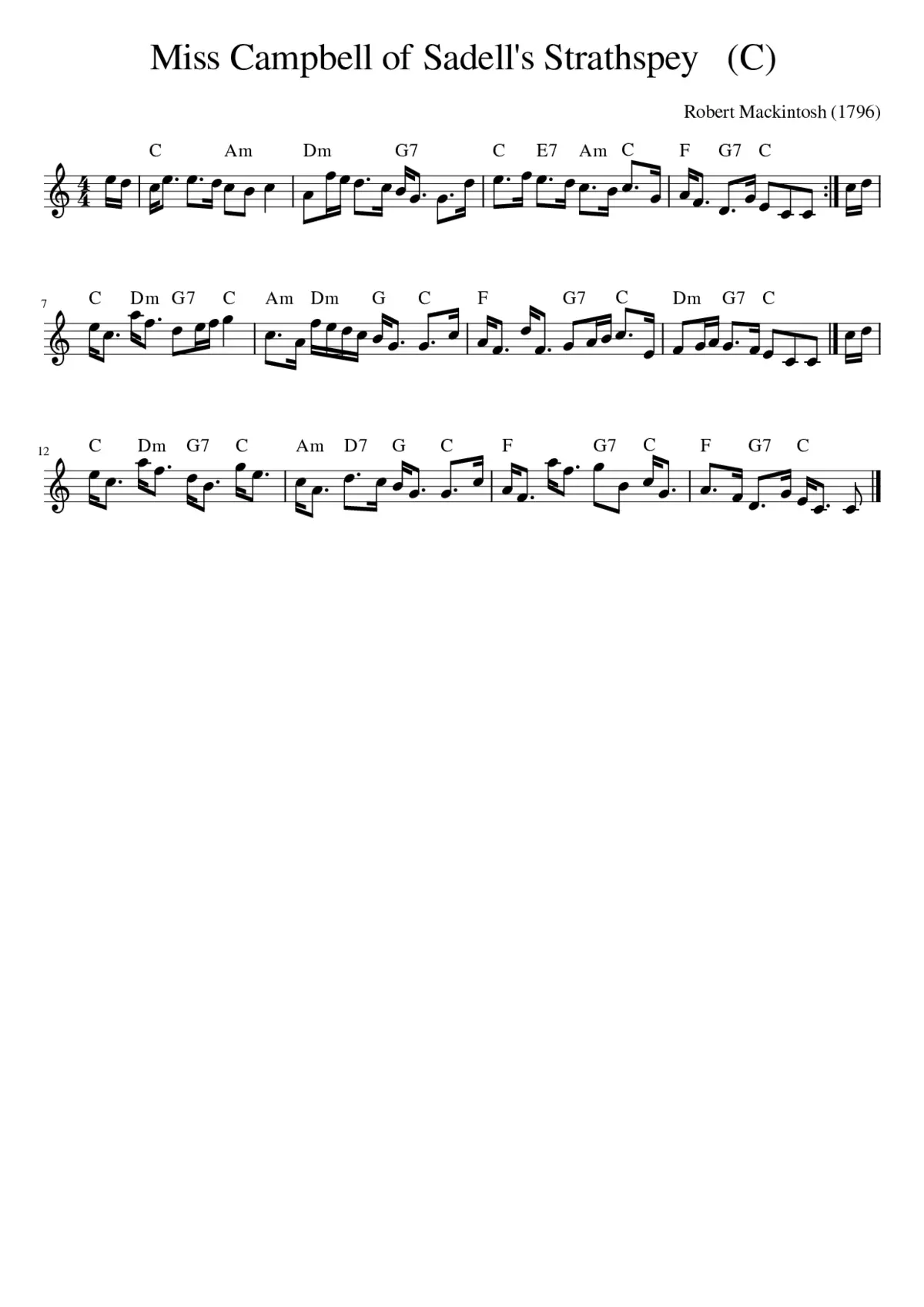 Miss Campbell of Sadell's Strathspey (C) - Page 1