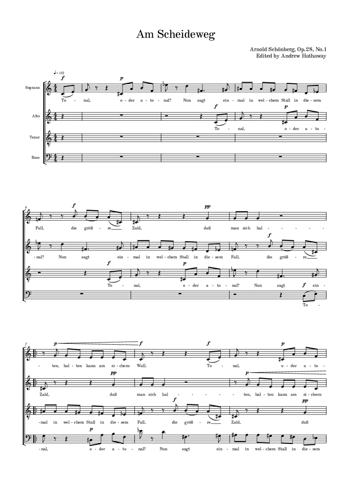 Am Scheideweg, Op. 28, No. 1 - Page 1