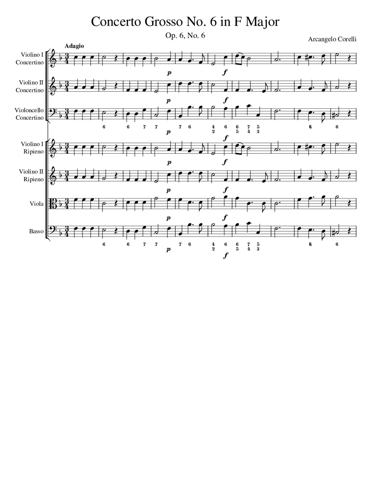 Concerto Grosso in F Major Op.6 No.6 - Page 1