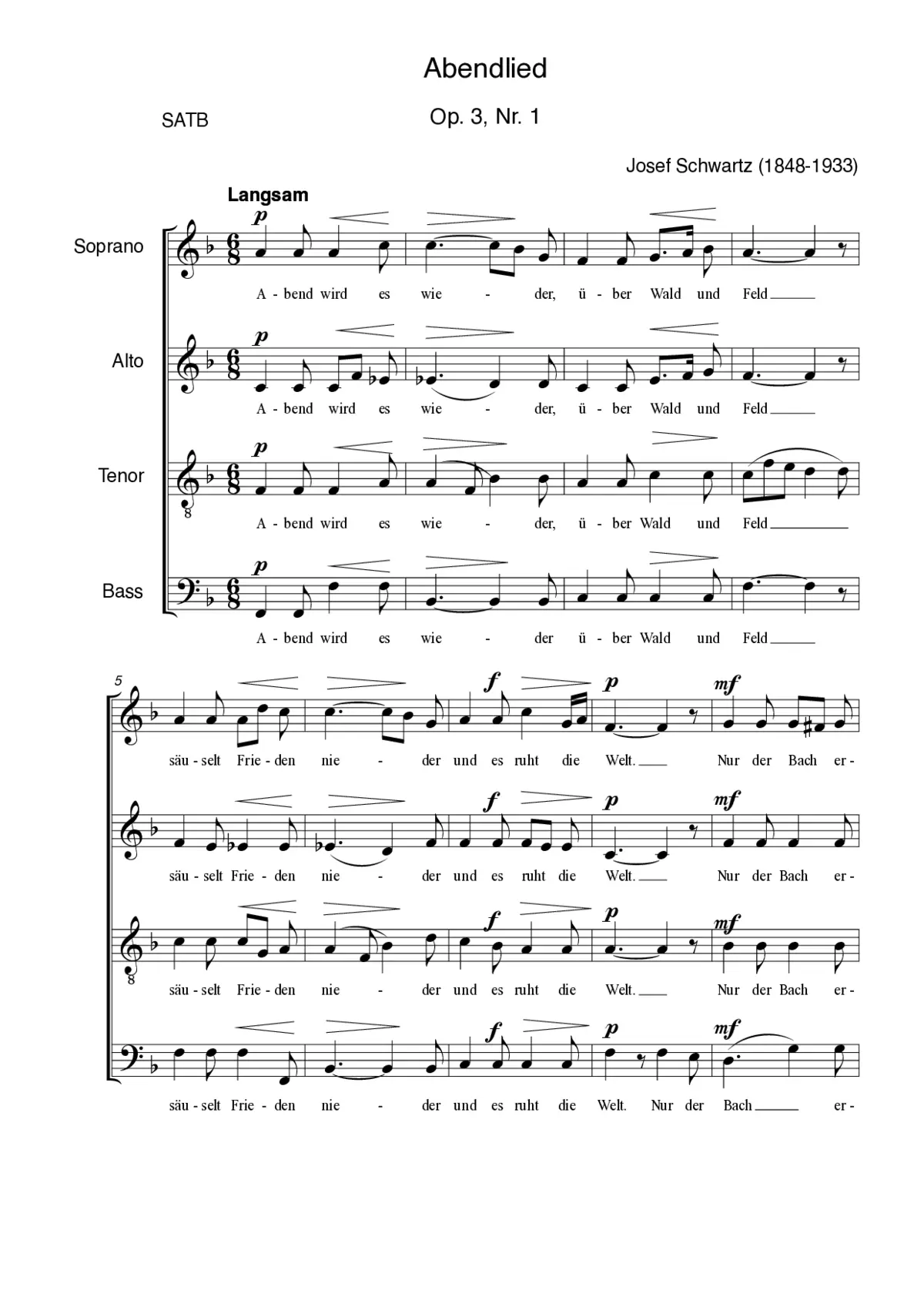 Abendlied, Op. 3, Nr. 1 - Page 1